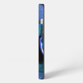 Dunkle Teal-Achat-Geoden-Monogramm iPhone Hülle (Linke Seite)