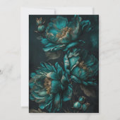 Dunkle Teal Blumen Sweet 16 Einladung (Rückseite)