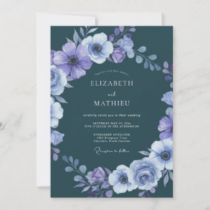 Dunkle Teal-Dramatische Winterhochzeit Einladung