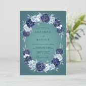 Dunkle Teal Elegante Winterhochzeit Einladung (Stehend Vorderseite)