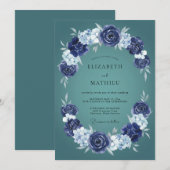 Dunkle Teal Elegante Winterhochzeit Einladung (Vorne/Hinten)