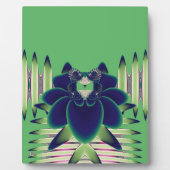 Dunkle Teal-Lotos-Fraktal-Botanik-Kunst Fotoplatte (Vorderseite)