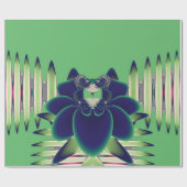 Dunkle Teal-Lotos-Fraktal-Botanik-Kunst Geschenkpapier (Flach)