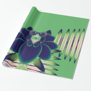 Dunkle Teal-Lotos-Fraktal-Botanik-Kunst Geschenkpapier