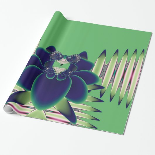 Dunkle Teal-Lotos-Fraktal-Botanik-Kunst Geschenkpapier (Ungerollt)
