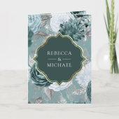 Dunkle Teal-Meeresgischt-Blumenbogen-QR-Code-Hochz Einladung (Vorderseite)