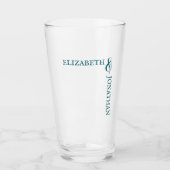 Dunkle Teal moderne Typografie Hochzeit Glas (Vorderseite)