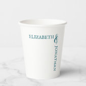 Dunkle Teal moderne Typografie Hochzeit Pappbecher (Vorderseite)