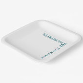 Dunkle Teal moderne Typografie Hochzeit Pappteller (Gewinkelt)