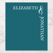 Dunkle Teal Moderne Typografie Hochzeit Weinetikett (Einzelnes Label)