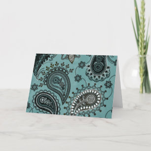 Dunkle Teal-Paisley Karte