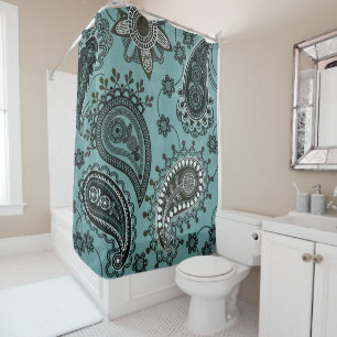Dunkle Teal-Paisley-Muster Duschvorhang