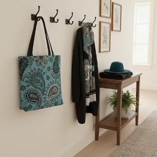 Dunkle Teal-Paisley Tasche