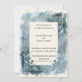 Dunkle Teal-Tartan-Hochzeits-Einladung keltisch Einladung