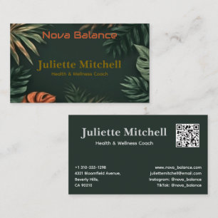 Dunkle Teal-Tropen-elegante Wellness-Visitenkarte Visitenkarte