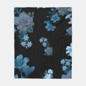 Dunkle Teal- und Blaue Rosen-Blumenmuster-Fliesbla Fleecedecke (Vorderseite)
