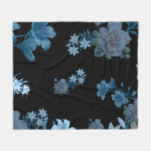 Dunkle Teal- und Blaue Rosen-Blumenmuster-Fliesbla Fleecedecke (Vorderseite (Horizontal))