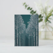 Dunkle Teal Weiße Birkenwald Bäume Postkarte (Stehend Vorderseite)