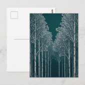Dunkle Teal Weiße Birkenwald Bäume Postkarte (Vorne/Hinten)