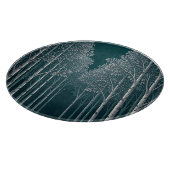 Dunkle Teal Weiße Birkenwald Bäume Schneidebrett (Ecke)