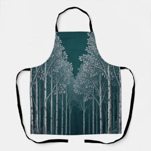 Dunkle Teal Weiße Birkenwald Bäume Schürze