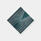 Dunkle Teal Weiße Birkenwald Bäume Serviette (Ecke)