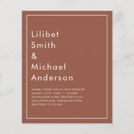 Dunkle Terracotta-Monochrome Hochzeit Flyer