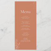 Dunkle Terrakotta-Blumen-Hochzeitsmenü Menükarte (Vorderseite)