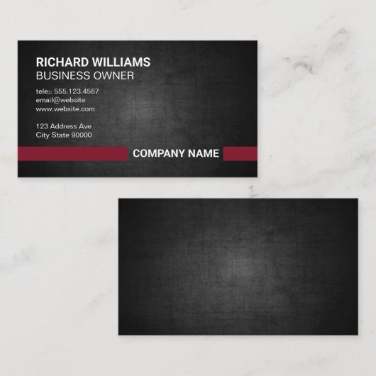 Dunkle Textur | Titel Bar Visitenkarte (Vorne/Hinten)