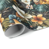 Dunkle tropische Flora Geschenkpapier (Rolleneckpunkt)