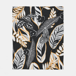 Dunkle tropische nächtliche Blätter und Blätter na Fleecedecke