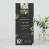 Dunkle tropische Palme Tree Foto QR Code UAWG Wedd Einladung (Stehend Vorderseite)