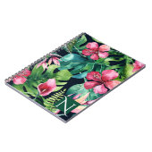 Dunkle tropische Palmen Blätter Hibiskus Floral Is Notizblock (Linke Seite)