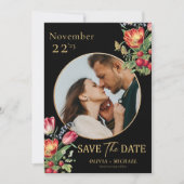 Dunkle Tulips Erdbeeren Foto QR Save the Date (Vorderseite)