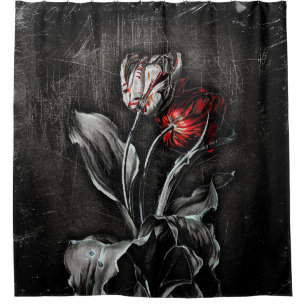 Dunkle Tulpen Duschvorhang