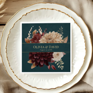 Dunkle Türkis Blumen Gothic Hochzeitsservietten Serviette