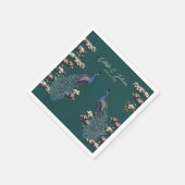 Dunkle Türkis Blumen Pfau Hochzeit Serviette (Ecke)