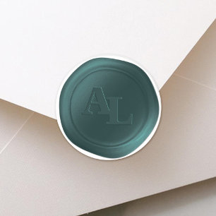 Dunkle Türkis Siegel Monogramm Hochzeitsaufkleber Runder Aufkleber