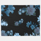 Dunkle Türkis- und Blaue Rosen-Blumenmuster-Fliesb Fleecedecke (Vorderseite (Horizontal))
