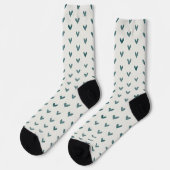 Dunkle Türkisblaue Herz-Muster-Socken Socken (Linkes Detail)