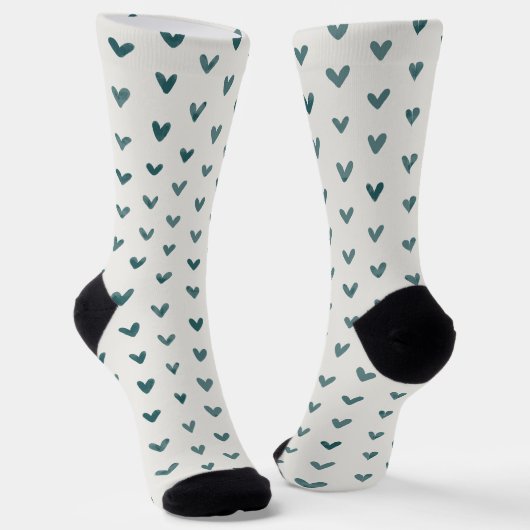 Dunkle Türkisblaue Herz-Muster-Socken Socken (Gewinkelt)