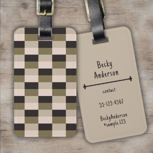 Dunkle und beige Farbbalken Gepäckanhänger