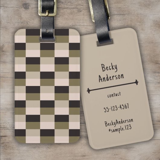 Dunkle und beige Farbbalken Gepäckanhänger