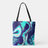 Dunkle und blaue Marmorflüssigkeit Personalisiert Tasche (Rückseite)