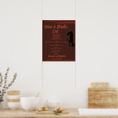 Dunkle und erdige Getränke Liste Bridal Wedding Poster (Küche)
