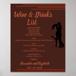 Dunkle und erdige Getränke Liste Bridal Wedding Poster