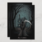 Dunkle und finstere Halloween-Party Einladung (Vorne/Hinten)