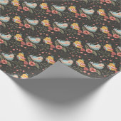Dunkle und gemütliche Love Bird floral Botanisch Geschenkpapier (Ecke)