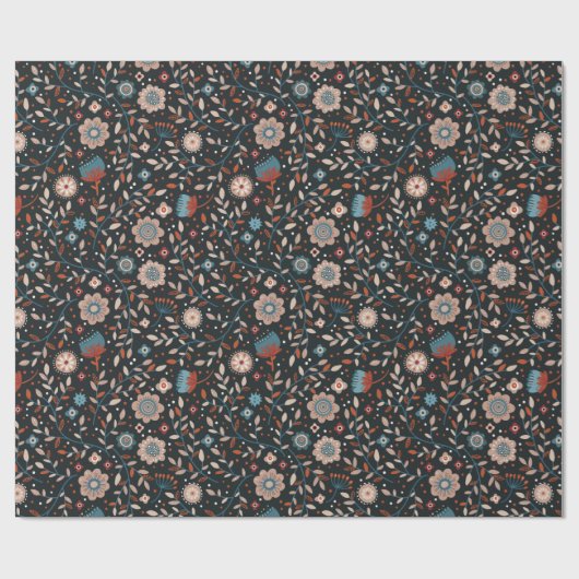 Dunkle und gemütliche Waldlandschaft, botanisch Geschenkpapier (Flach)