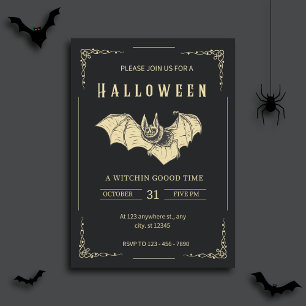 Dunkle und Gold Moderne Halloween-Party Einladung